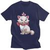 Male Marie Kitten Cartoon T Shirt Short Sleeve Cotton Tshirts Cool T-shirt Leisure Tees Loose Fit Clothing Unisex