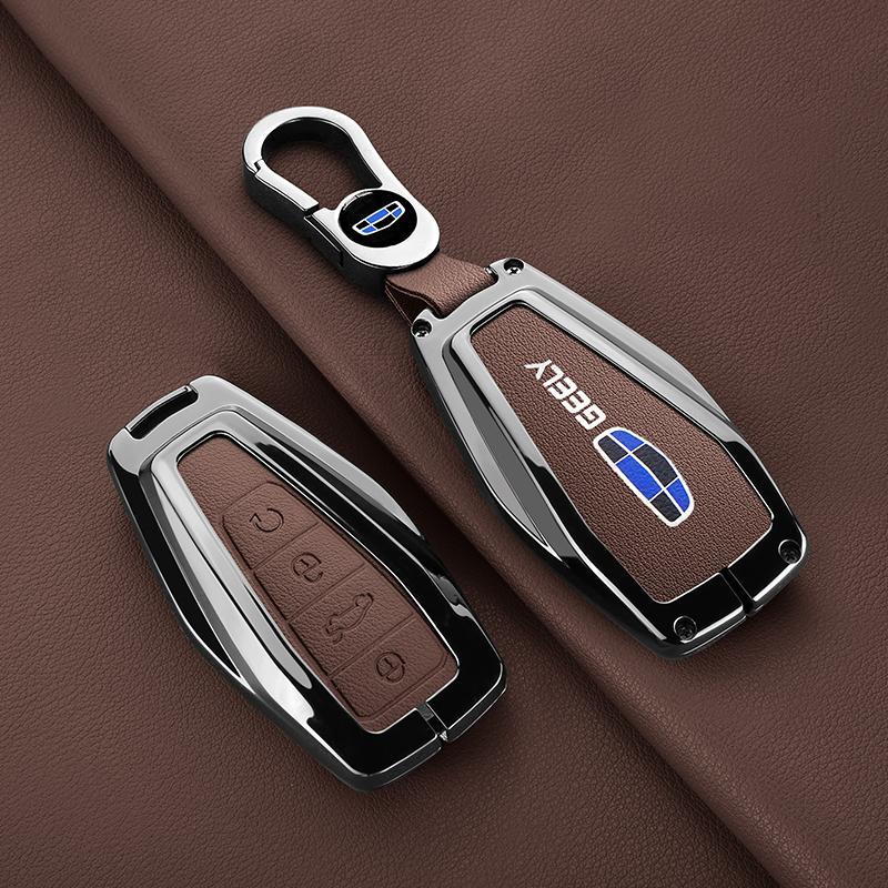 Zinc Alloy Leather Car Key Case Geely Okavango Coolray Atlas Monjaro Tugella Emgrand Gt S Proton X50 X70 X6 X7 Ex7 Gc Key Fob