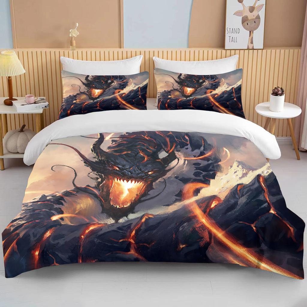 Angry Firedragon Kids Duvet Cover Collection Uk Single Double King Us Twin Full Queen Anime With Bed Linen Bedding Set