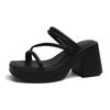 Fashion Versatile Two Wear High-heeled Cool Slippers Women Summer Wear New Women's Thick-heeled Thick-soled One-word Sandals