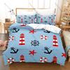 Navy Blue Anchor Theme Bedding Set 3 Pieces Marine Sailor Style Quilt Cover Set Twin Full Queen King Size Bed Linen