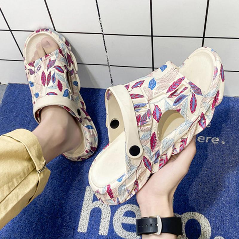 fashion Men Thick Platform Slippers Fashion Beach Sandals Man Slipper Anti-Slip Sandals Flip Flops Male Casual Indoor Dual-purpose Shoes