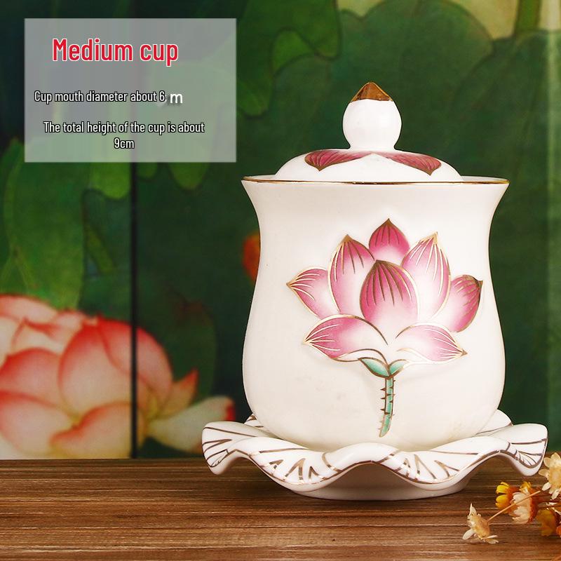 Keramische Opferbecher für Buddha, Guanyin und den Gott des Reichtums - Klein, Perfekt für Weihwasser und zum Anziehen von Reichtum.