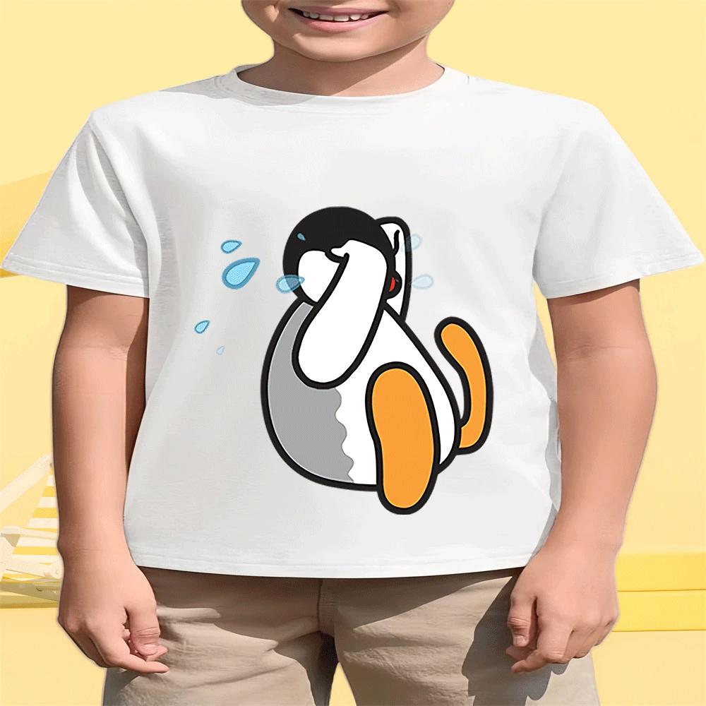 Summer Children's Pingu Fashion T-Shirt Cartoon Print Hot Sale for Boys and Girls