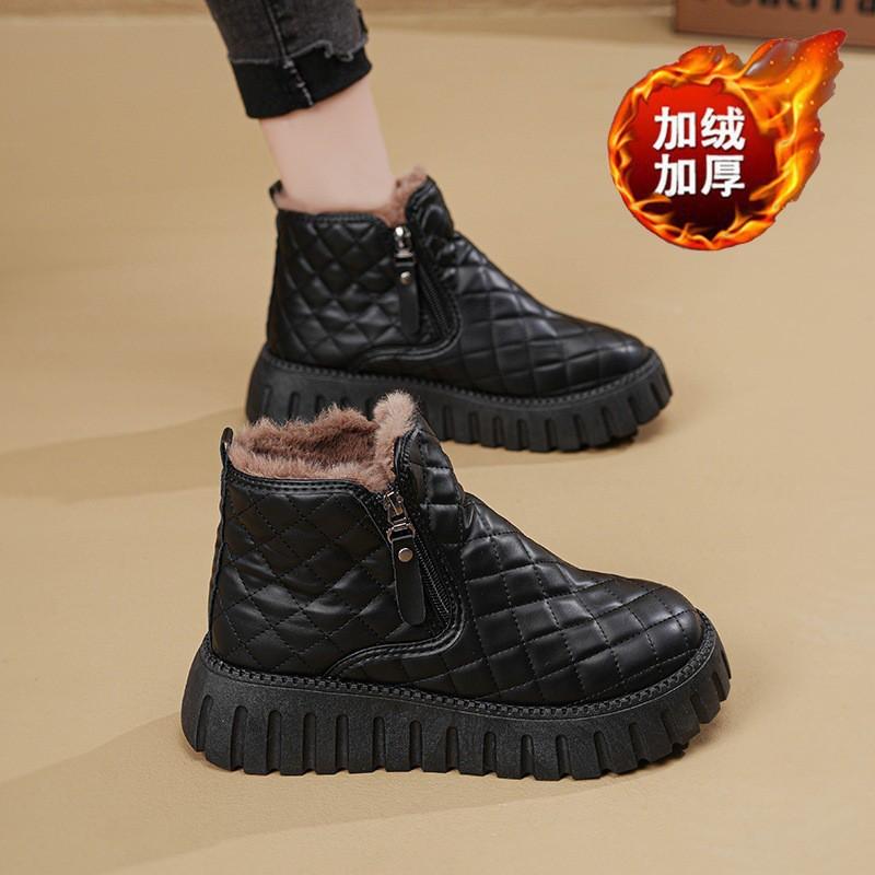 

Velvet Snow Boots Women s Shoes Korean All-matching Thick Sole Height-increasing Warm Cotton Short 37