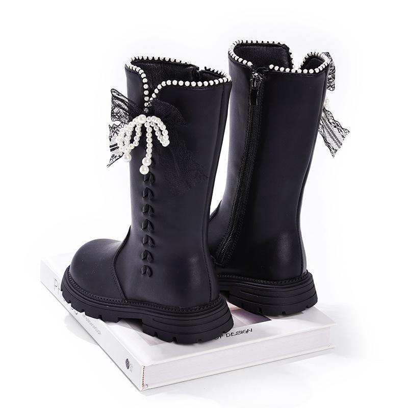 Girls boots 2025 winter new children's boots Girls older Martin boots super fire two cotton velvet high leather boots