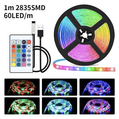 SMD 2835 1 M USB LED Strip Light with 60 LEDs RGB Tape Light Strip Remote Control Flexible Tape Diode with TV Backlight Indoor Decoration