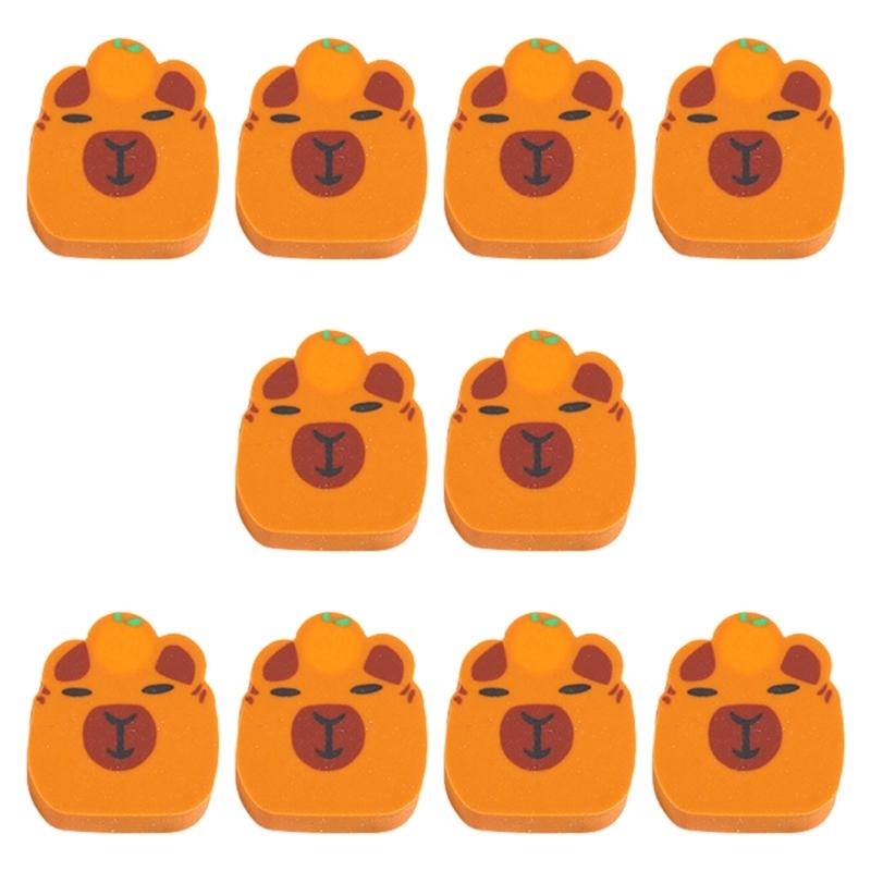10 Pcs Lovely Animal Pencil Erasers Capybara Erasers Practical Erasers Soft Erasers Reward Gift Back to School Supplies