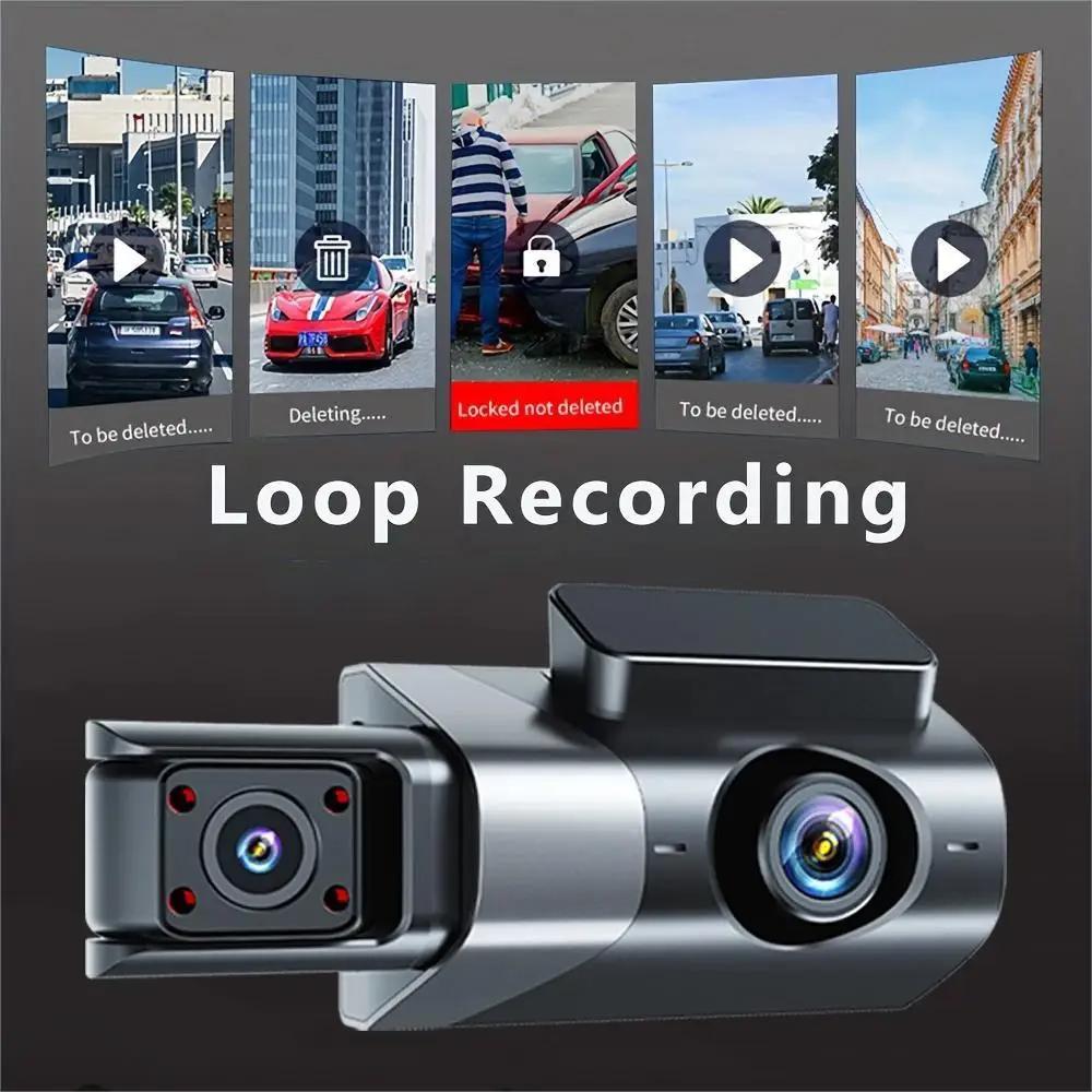 Câmera de painel de três lentes para carros Black Box HD 1080P Gravador de vídeo de carro com WIFI Visão noturna G-sensor Gravação em loop DVR Câmera de carro