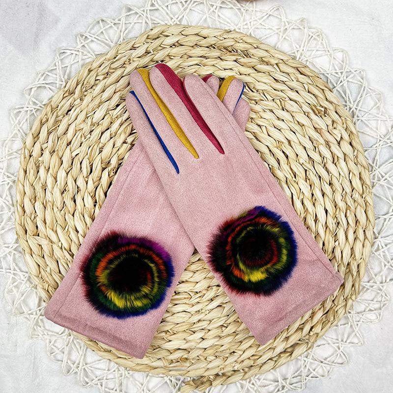 Deerskin Fleece Gloves Women'S Outdoor Cycling Student Warm Gloves Windproof Gloves