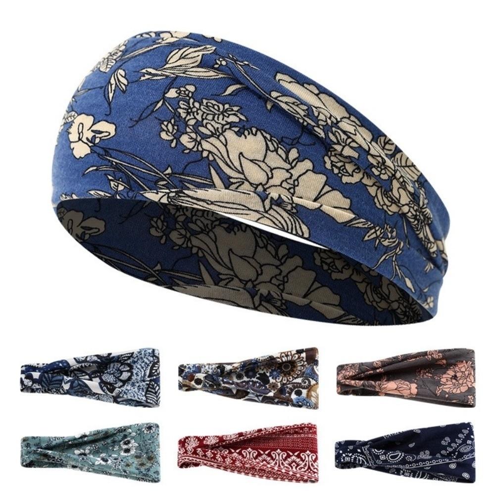 Sweat-absorbing Wide Hairband Non-slip Sports Cross Headband Fashion Hair Band