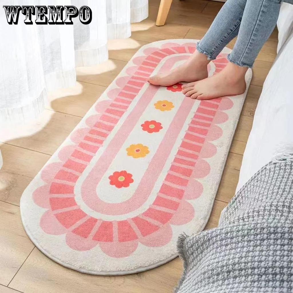 Bedside Carpet Thickened Floor Mat Long Anti Slip Foot Mat Absorbent and Anti Slip