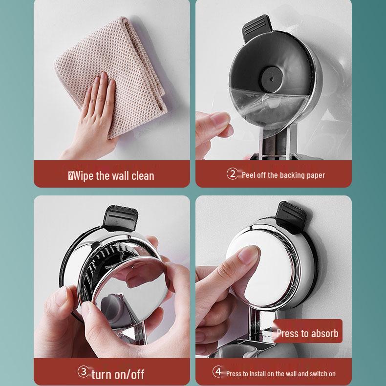 Adjustable No-Drill Suction Shower Head Holder