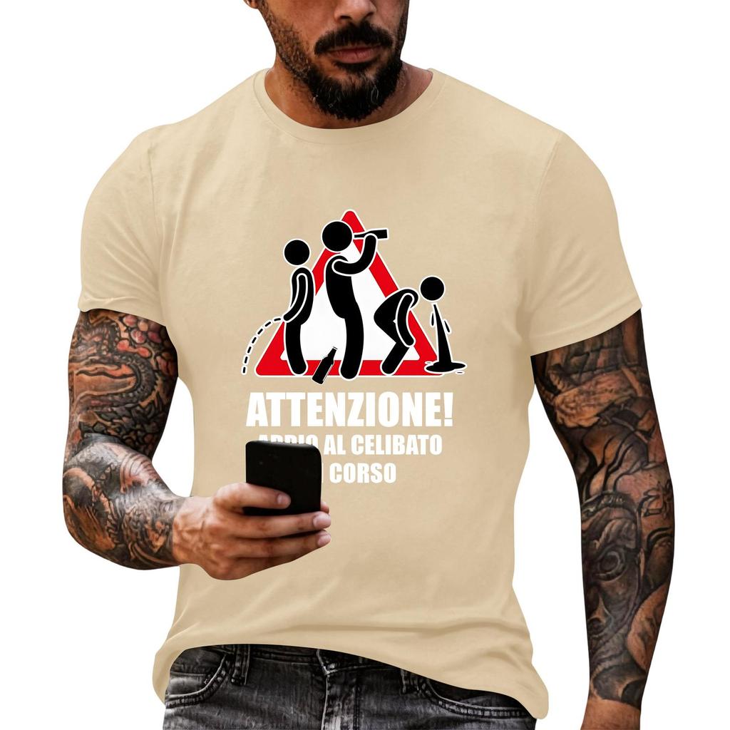 Men's Funny Party T-Shirt – 'Party in Progress' Print, Loose Fit Short Sleeve, Casual Tee for Parties