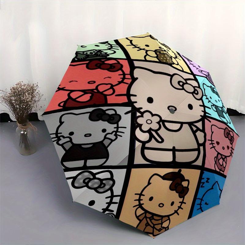 Multicolor Hello Kitty Durable Cartoon Folding Umbrella, Portable 3-Fold Compact Umbrella for Men and Women, Suitable for Travel or Daily Use.Y062