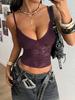 Womens V Neck Lace Camisole Slim Fit See Through Sexy Backless Vest