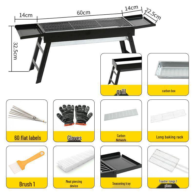 Foldable Charcoal Grill: Medium/Large Portable BBQ Rack for Home & Outdoor Use