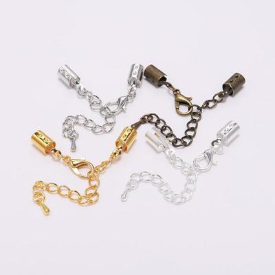 10 stks/partij 5mm Gouden Koord clips Eindkappen Met Karabijn Chain Fit Ronde Koord Connectors Voor DIY Sieraden maken