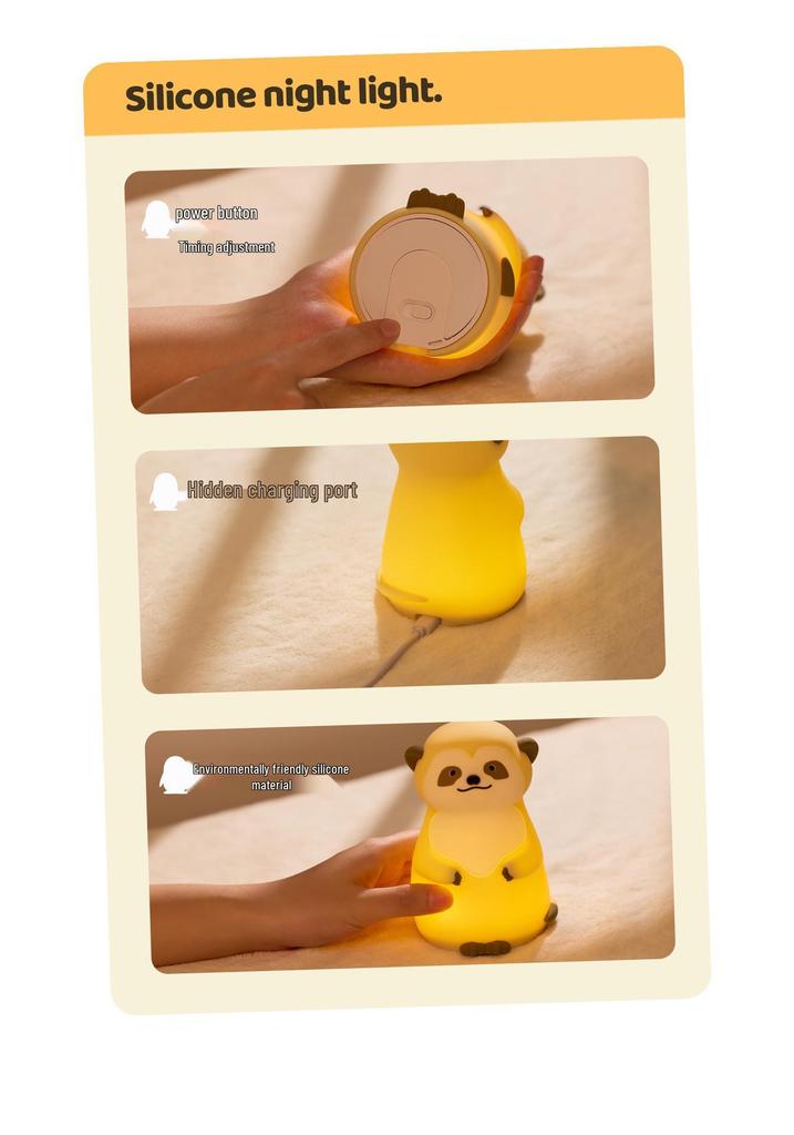 Fennec Fox Rechargeable Silicone Night Light - Tap to Illuminate Bedside Lamp