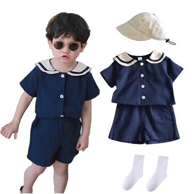 TUPOLILI Baby Baumwolle Matrosenkragen Shorts Set für Mädchen und Kurzarm Formal Niedlich und Perfekt für und Passend und Fotogeschenke 100% T-Shirt &