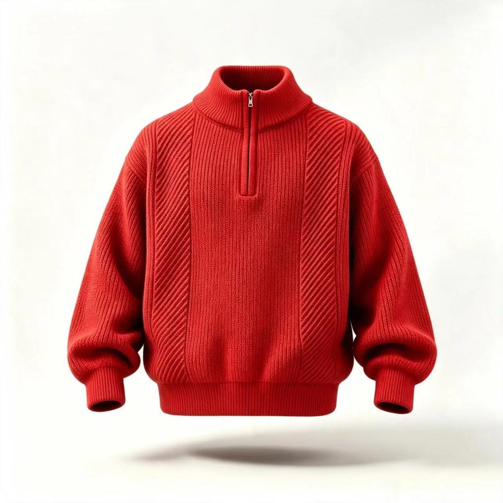 Men's Half Zip Sweatshirt with Stand Collar Knit Casual Pullover for Fall Winter