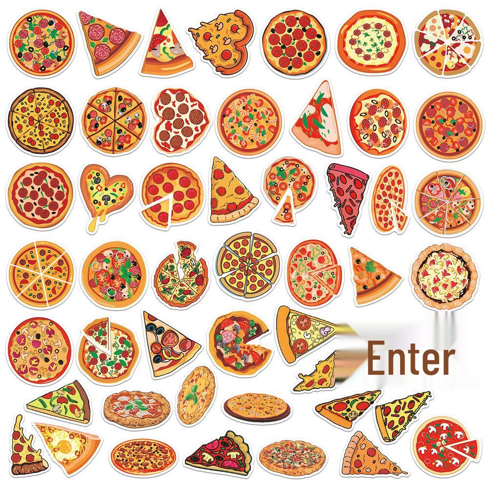 

Набор из 50 водонепроницаемых мультяшных наклеек с пиццей и едой для чемодана, бутылки для воды и канцелярских товаров