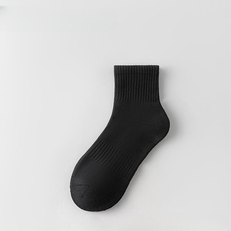 5 Pairs of Men's Autumn Pure Cotton Sports Running Towel Bottom Anti Odor Massage Bottom Solid Color Tube Socks