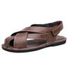 Large Size 48 Leather Sandals Men Classic Black Men's Roman Sandals Comfortable Flat  Summer Sandals for Men Sandalias De Hombre