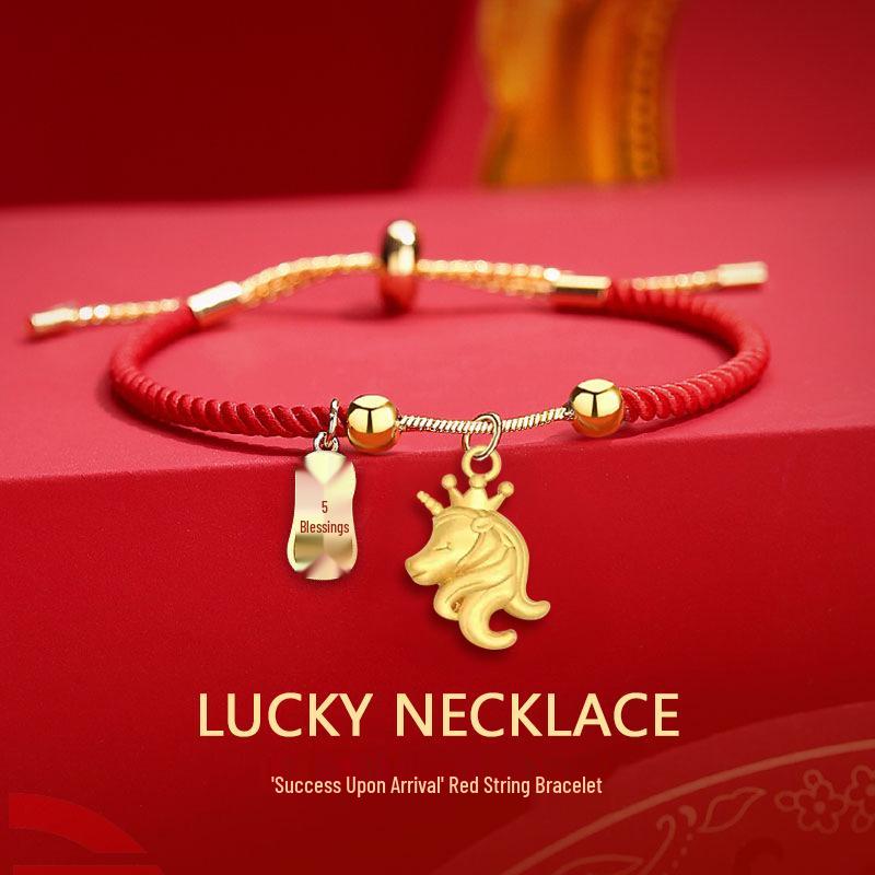 Chinese Zodiac Year of the Horse Red Rope Bracelet – Auspicious New Year Blessing, Fashionable, Retro, Adjustable