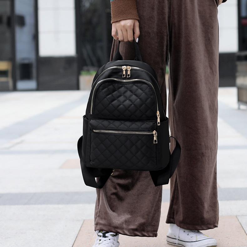 2024 Korean Style Women's Plaid Embroidered Travel Backpack