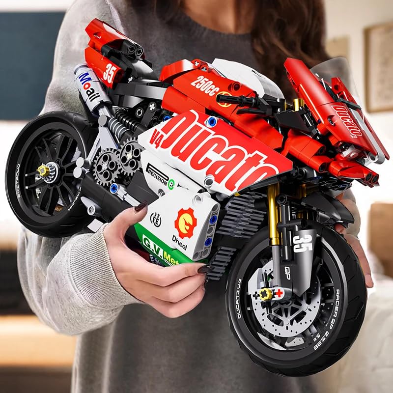Zmart Famous V4 Motorbike Building Blocks Superbike Kit, Technical Racing Kids' Assembly Toy, Block Set, Assembly Toy, Technic Series, LEGO