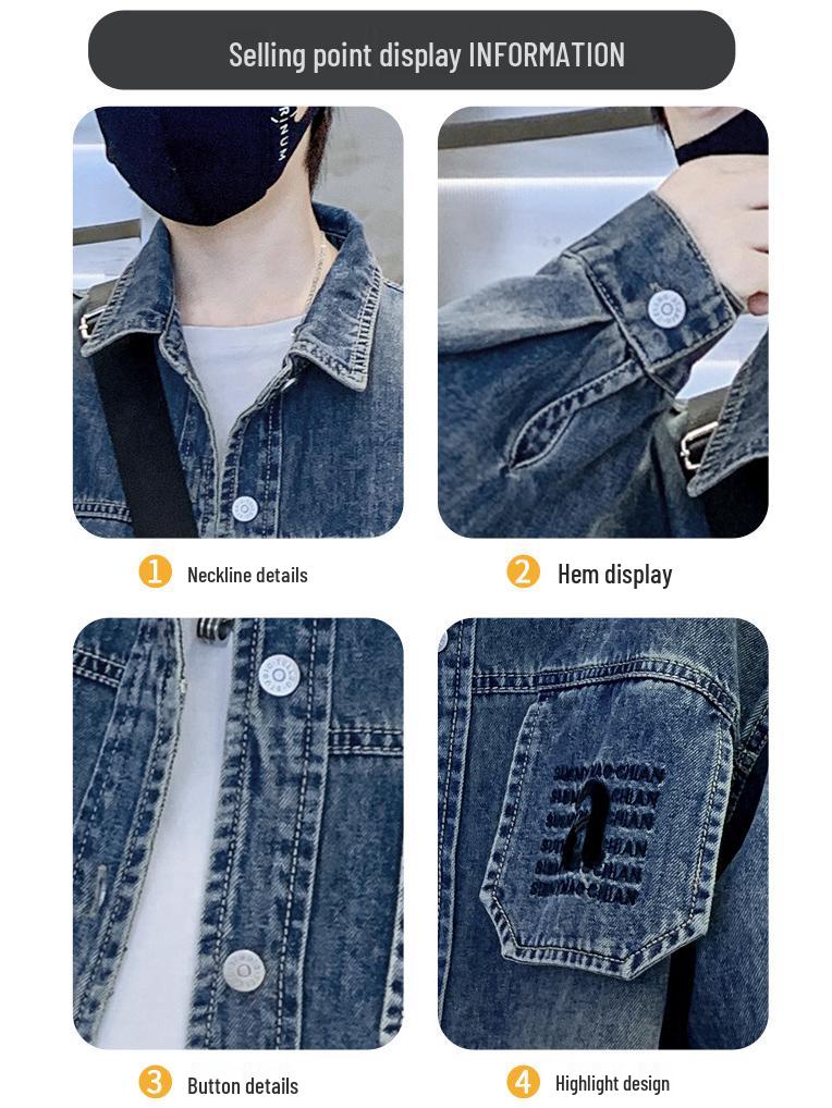 2025 Boys' Fashion Denim Shirt Jacket - Spring/Autumn Style for Mid and Big Kids