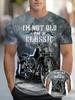 Men's Casual-Shirt| 3D Motorcycle Print| Polyester and Spandex Blend Fabric| Round Neck, Short Sleeves| Washable| I Am Not Old, I Am Classic