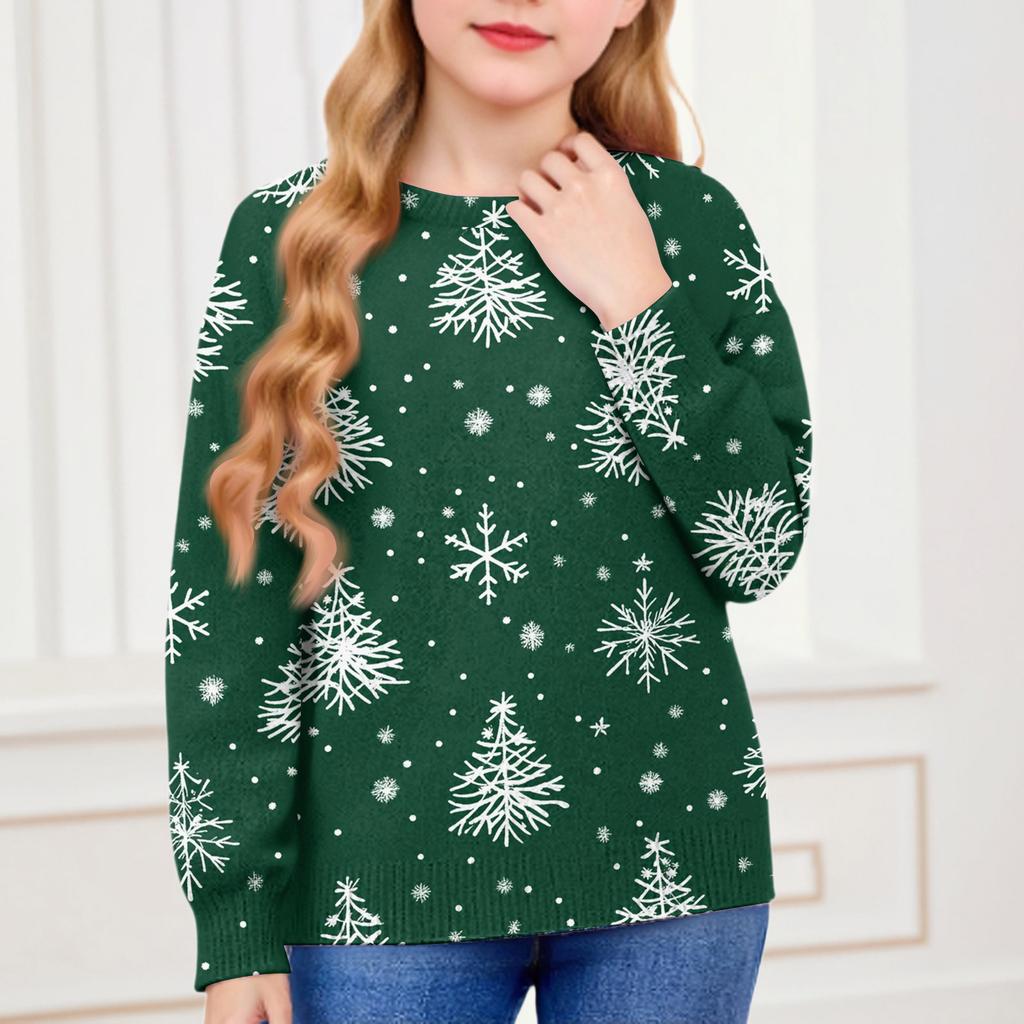 Vánoční mikiny pro děti chlapce a dívky pletený svetr roztomilé tričko podzimní kulatý výstřih pulovr topy