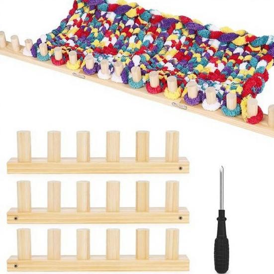 Dickes Garn Strickrahmen Wiederverwendbarer Holzrahmen Verstellbarer Webrahmen Anfänger DIY Strickrahmen für Dickes Garn Decken Basteln