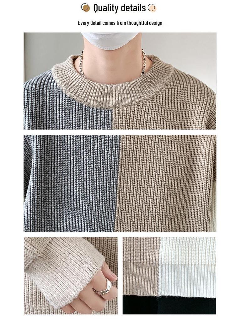 Anyang Men's Color Block Wool Sweater - Autumn/Winter 2024 Collection