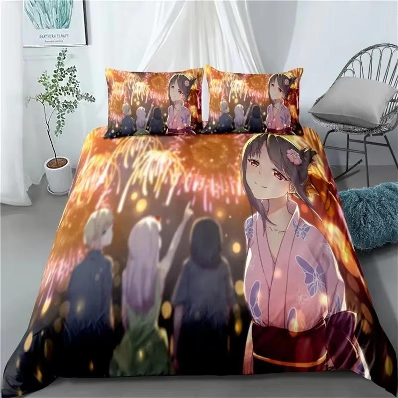 

Comforter Anime Kaguya-Sama Love Is War Miyuki Shirogane Bedding Set Boys Girls Twin Queen Size Bed Kids Adult Comforter (quilt)-EU Single(135*200cm)3pcs