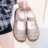 Mom Sandals Women's Summer Leather Soft Sole Middle-aged Flat Bottom Wear New Hole Shoes Women's Middle-aged and Elderly Beef Tendon Sole