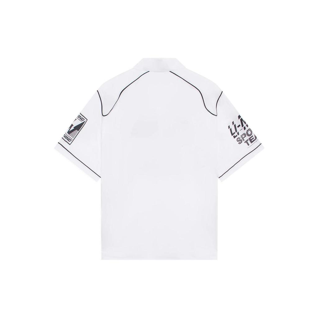 Li-Ning Moto Series Spring/Summer 2022 Trendy Music Festival Letter Print Loose Casual Short Sleeve Shirt Men Tops White ASHS023-1