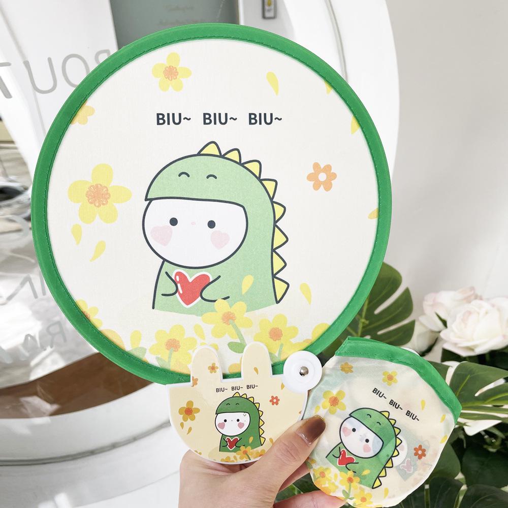 Children's Cartoon Mini Round Folding Fan - Portable and Compact Summer Fan for Kids and Adults