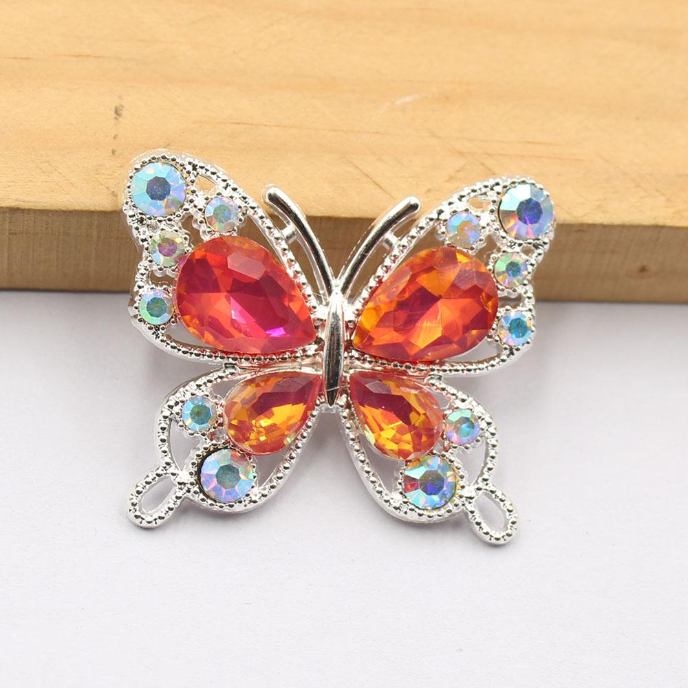 

5 pieces of 35 * 40MM European and American style AB color rhinestone mocha alloy hair accessories shoes bow accessories