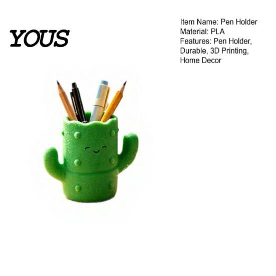 Desktop Pen Organizer Cactus Shape Holder, 3D Printed Cute Pencil Organizer, Holder Storage Tube, for Makeup Brushes And Office Supplies Small Item