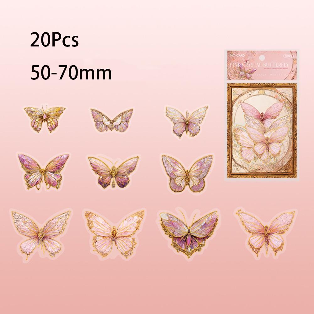 20Pcs Fashion Flashing 3D Pink Butterfly Creative Wall Sticker For DIY Stickers Modern Art Home Room Decoration DIY Wedding Gift
