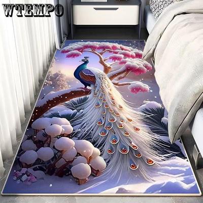 3D Pfau Druck Teppich Wohnzimmer Kaffee Tisch Boden Matte Schlafzimmer Nacht Matte Korridor Anti-fouling Dekorative Boden Matte