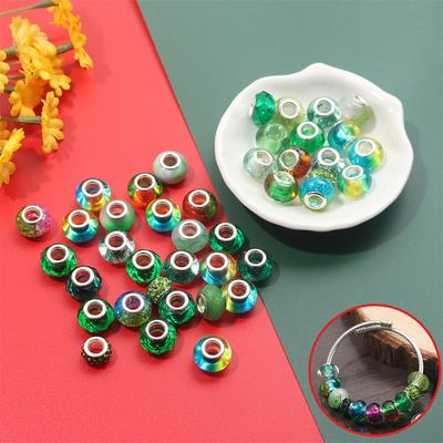 30/50/100pcs European Large Hole Beads, Spacer Glass Beads, Resin Jewelry DIY Crafts Bracelets Necklaces Jewelry Making Supplies