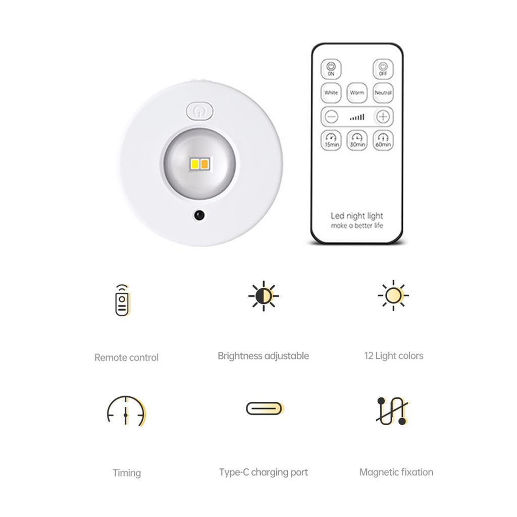 Magnetic LED Cabinet Light, Under Cabinet Lights with Remote, Type C Rechargeable Cat Eye Lights, Dimmable Color