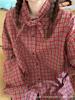 American Retro Women's Red Plaid Long-Sleeve Shirt Jacket - Petite, Loose Fit, 2025 Spring/Autumn Collection