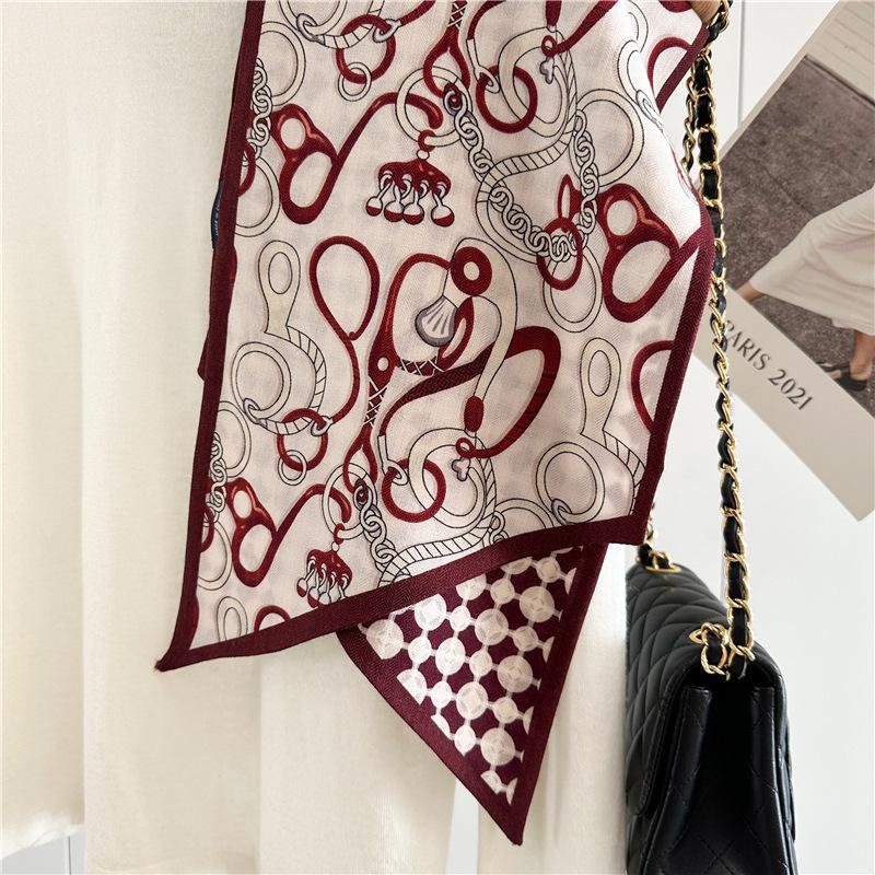 Classic harness accessories, premium double-layer double-sided silk scarf, Korean version of light luxury versatile long streamer scarf
