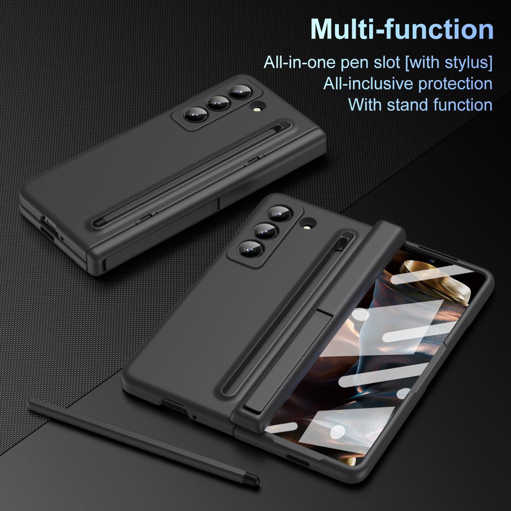 Kickstand Phone Case for Samsung Galaxy Z Fold Special/Z Fold 6 Slim/W25 PC Back Cover with Stylus and Tempered Glass Film
