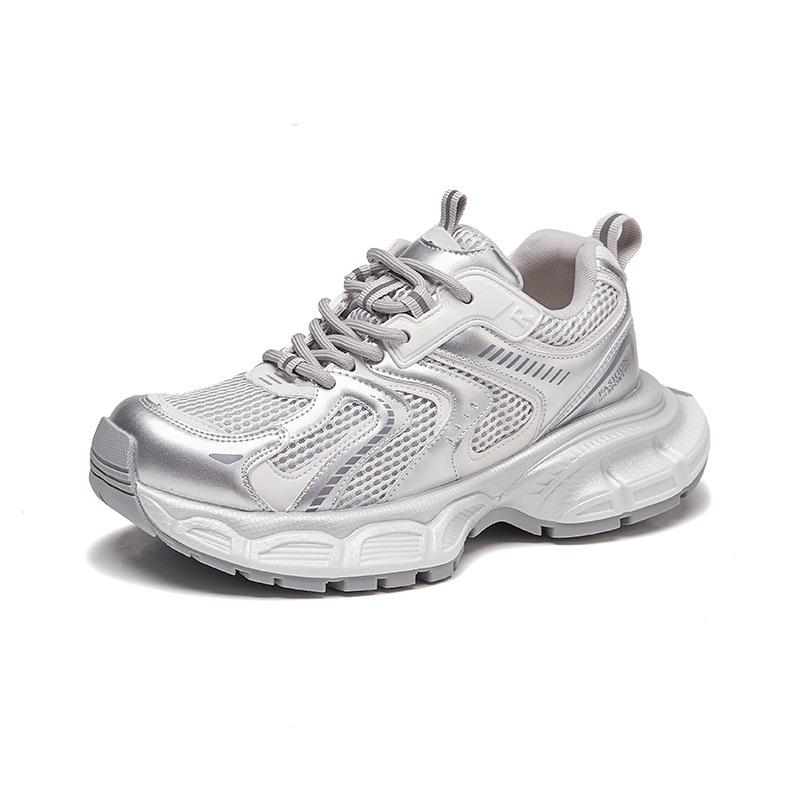 

Новые папины кроссовки для женщин Модные спортивные одинарные кроссовки на толстой подошве 40 серебряный